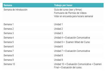 Organización de los cursos